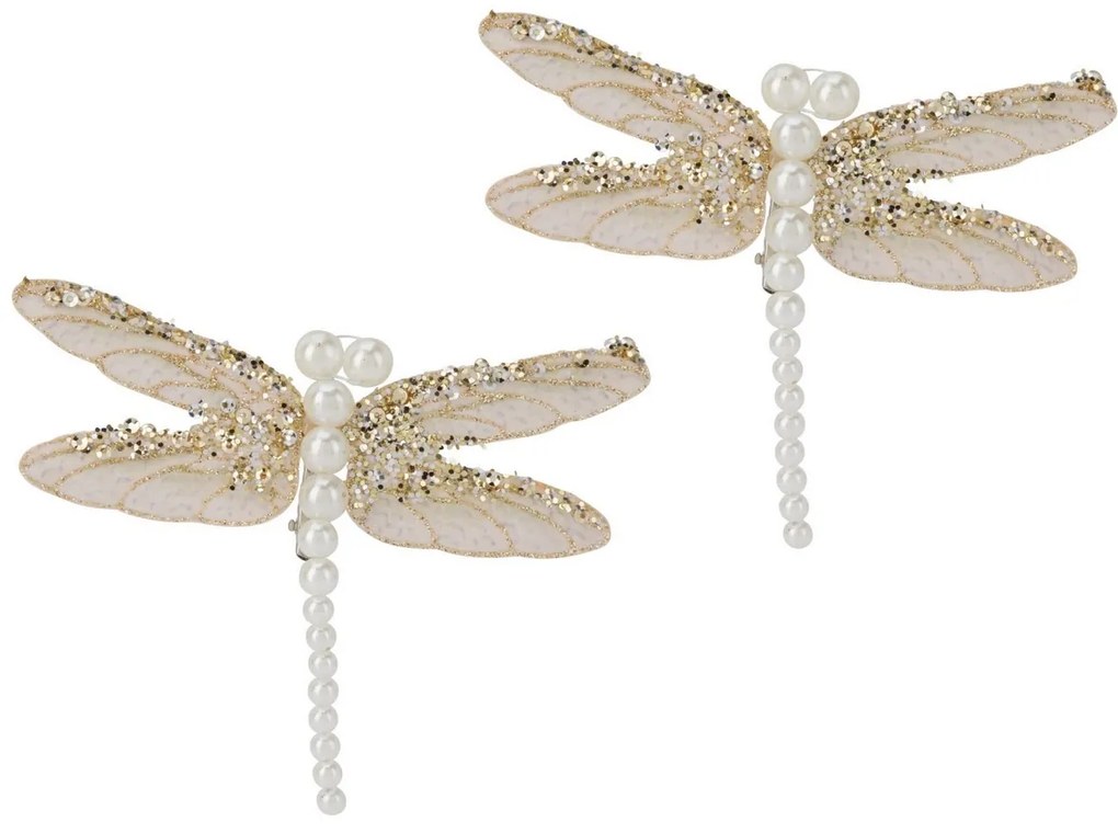 Set vianočných ozdôb Vážka, zlatá, 13x9x1,5 cm, SET 2 KS