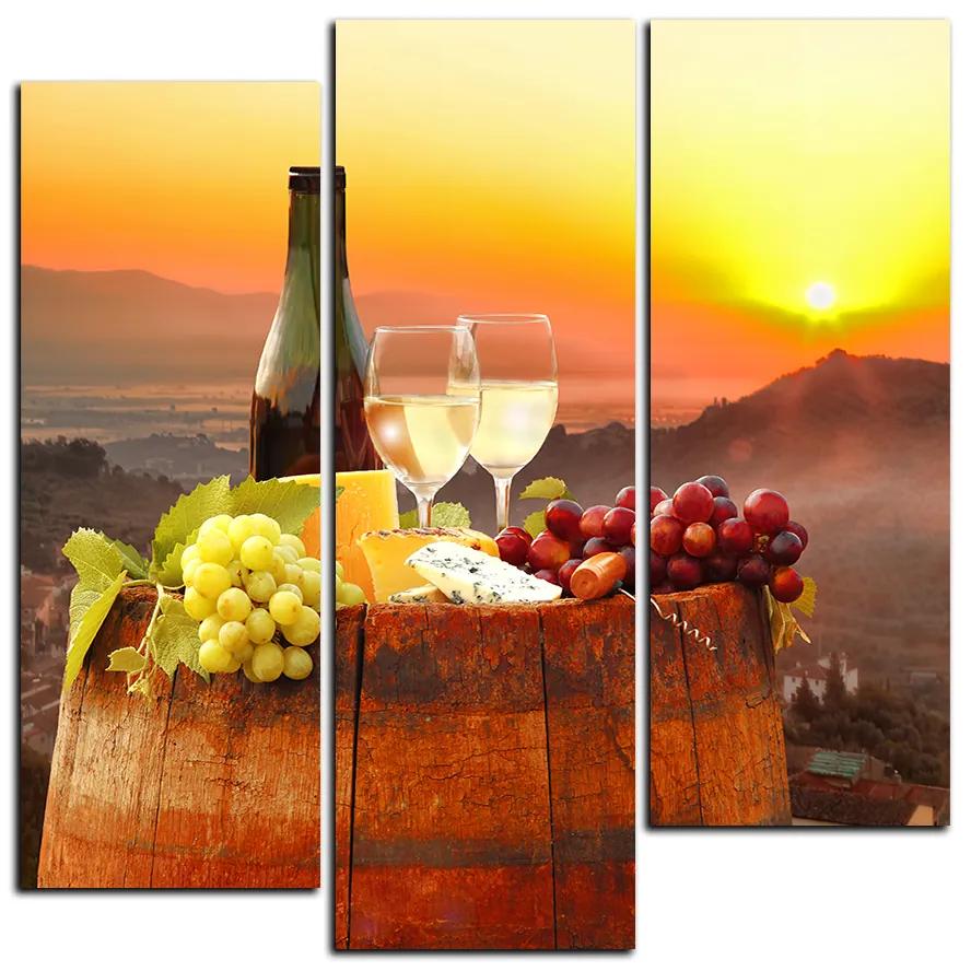 Obraz na plátne - Fľaša vína na vinici - štvorec 3152D (105x105 cm)