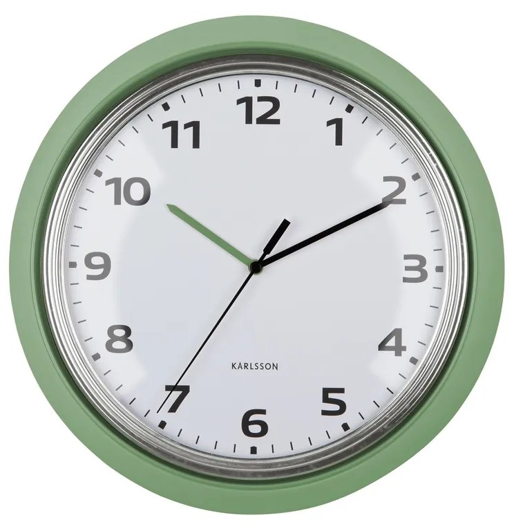 Dizajnové nástenné hodiny Karlsson 6006GR zelené,priemer 34 cm