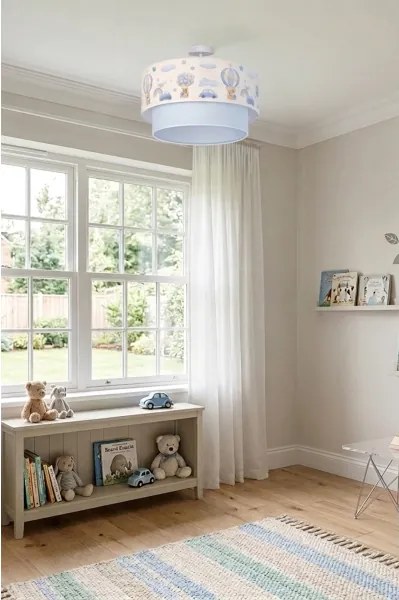 Brilagi-LED Detský prisadený luster BOBO 1xE27/60W/230V pr.40cm krém./modrá/medvedík