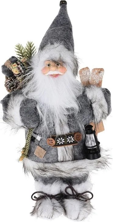 Santa Claus v sivom kabáte 37 cm