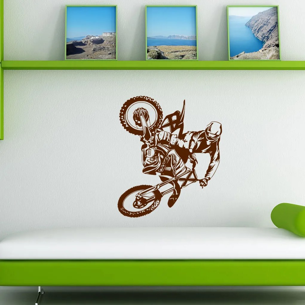 Veselá Stena Samolepka Motokros Farba: červená, Veľkosť: 100 x 125 cm