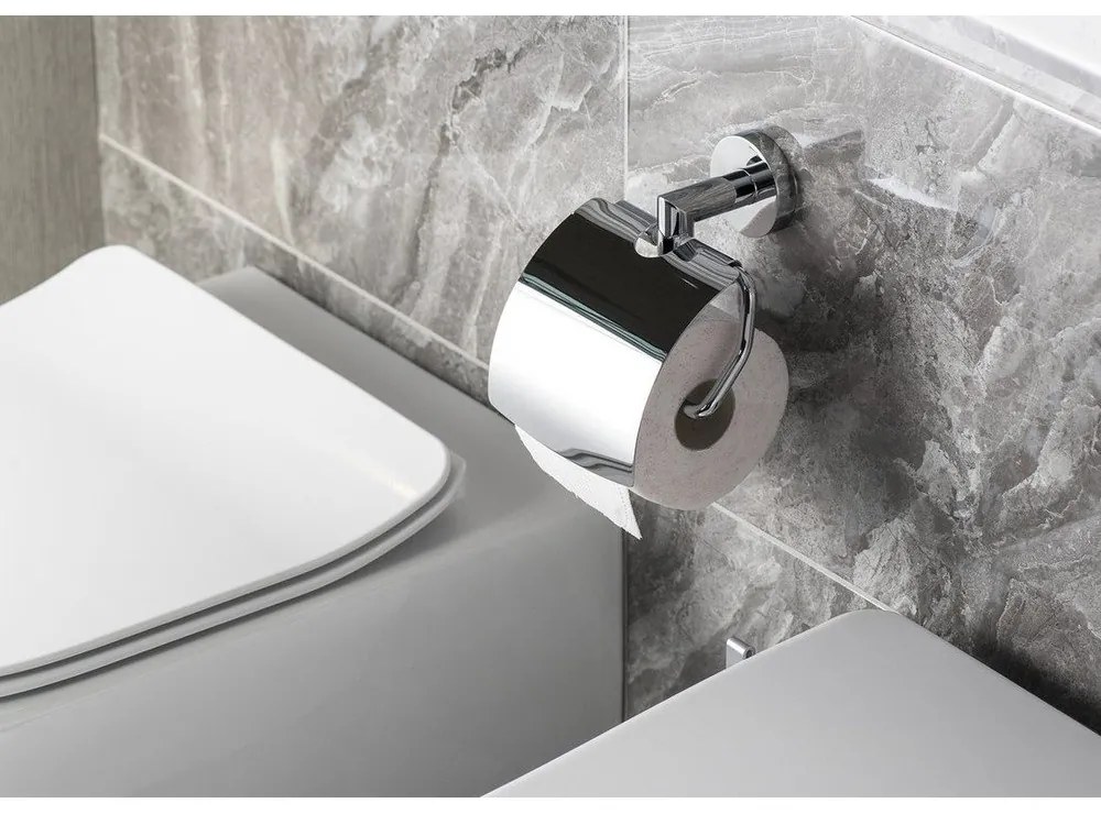 Mosadzný držiak na toaletný papier v striebornej farbe Sapho X-Round