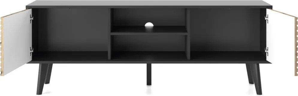Široká TV skrinka Willow, čierna/dub artisan
