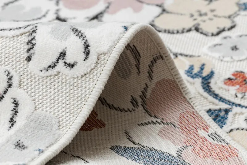 Dywany Łuszczów, Kusový koberec Botanic 65239 flowers ecru – na von aj na doma, 117x170, viacfarebná, chodba / predsieň