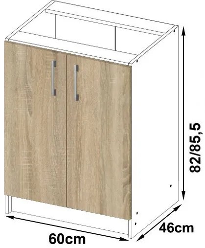 Spodná kuchynská skrinka s doskou LIMA S60 biela / dub sonoma