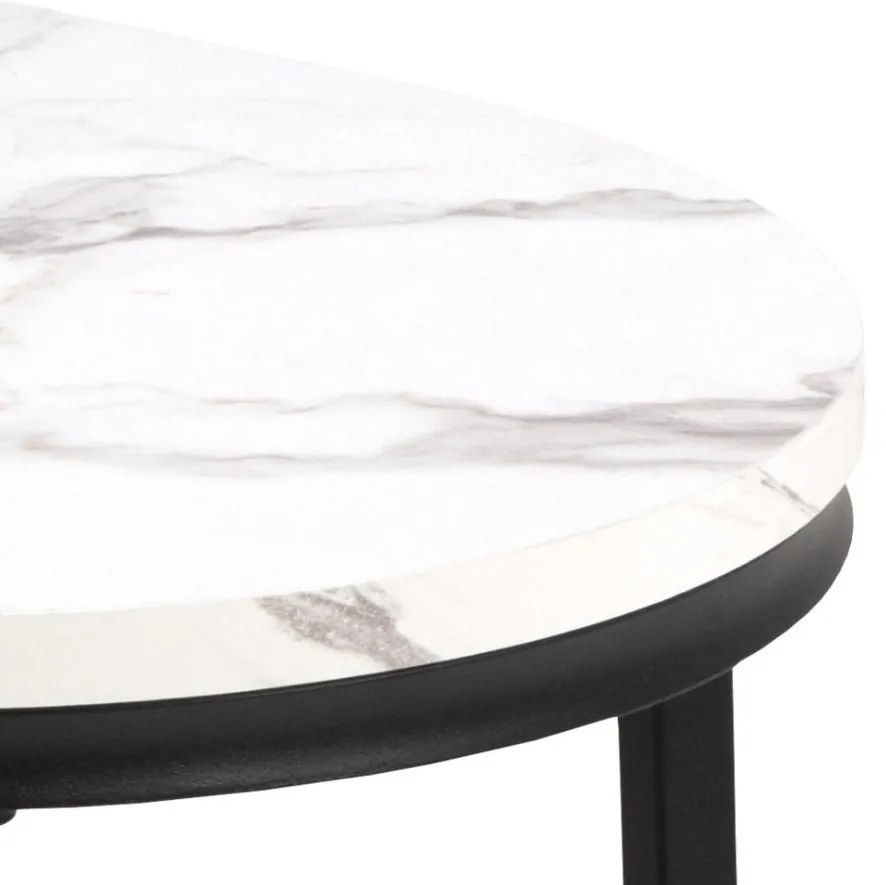 Súprava konferenčných stolíkov SPIRO čierny/biely mramor