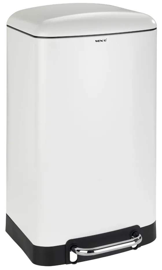 Biely pedálový odpadkový kôš Wenko, 30 l
