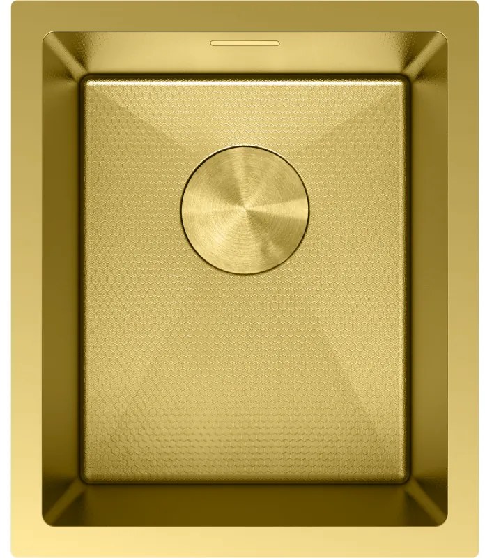 Mexen Trixo, 1-komorový nerezový drez 370 x 440 mm, brúsená zlatá, vzor voština, 6412371000-55HC