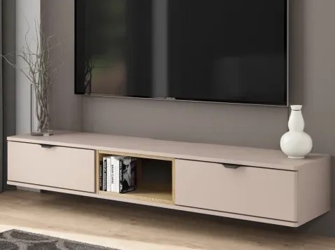 Závesný TV stolík Avola, béžová kašmír/dub cremona%