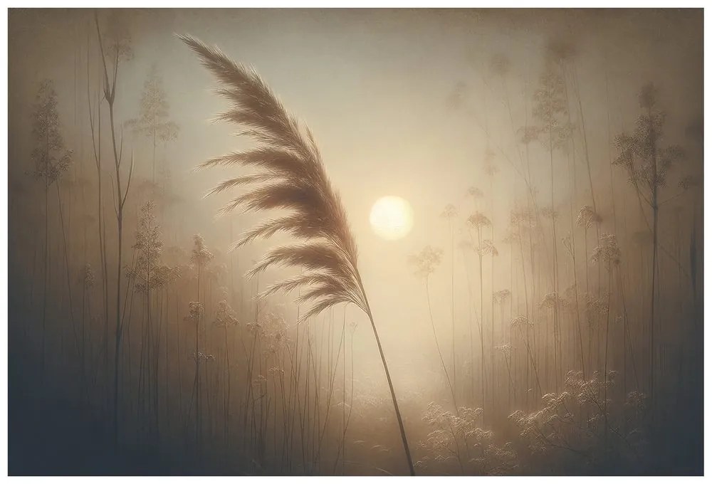 Tapeta pampová tráva v rannej hmle