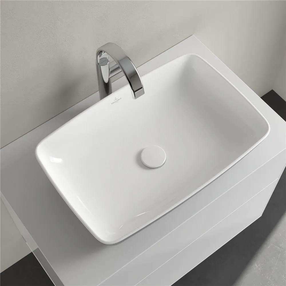 VILLEROY & BOCH Artis obdĺžnikové umývadlo na dosku bez otvoru, bez prepadu, 580 x 380 mm, Coal Black, 417258BCT8