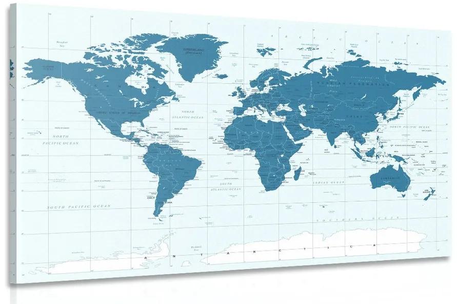 Obraz politická mapa sveta v modrej farbe Varianta: 120x80
