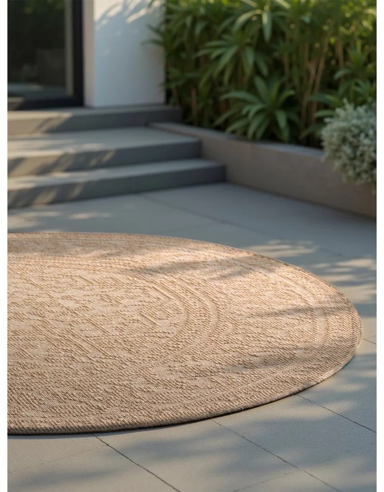 Okrúhly vnútorný a vonkajší koberec v béžovej a slonovinovej farbe ø 160 cm Duet Kona – NORTHRUGS