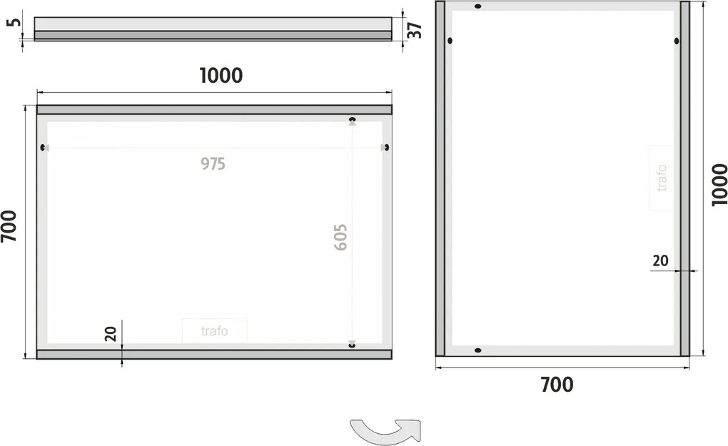 Nimco LED zrkadlo 1000x700 - ZP 12004