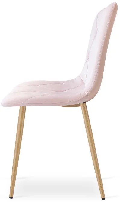 Jedálenská stolička LIBRA svetloružová / hnedé nohy