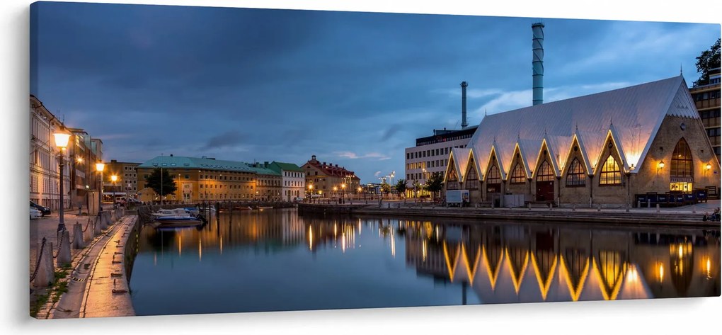 Obraz vodného kanála - Göteborg (120x50 cm)
