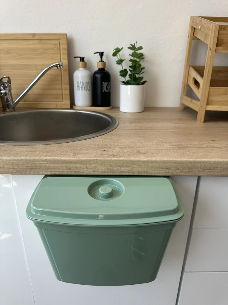 Závesný odpadkový kôš na kuchynské dvierka, 4l - sivý/biely/zelený Farba: šedomodrá