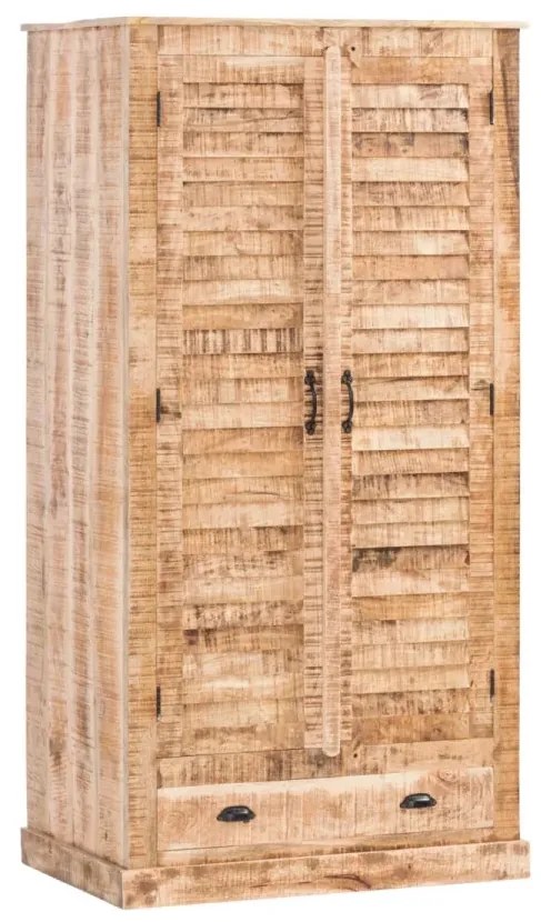 furniture-nabytek.cz - Masívna šatní skriňa Caribou z mangového dreva, lakovaná, prírodná farba – 90×60×180 cm