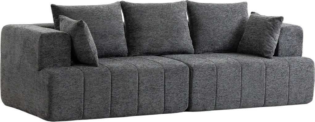 HOMCOM 3‑miestna chenille sedačka, 248 cm – moderná obývacia sedačka s hlbokým sedadlom a pocket pružinami, široké podrúčky, 2 vankúše, protišmyková s