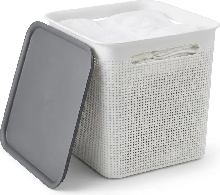 Rotho Úložný box s víkem a s madly BRISEN 18l, 29x29x29cm, bílý