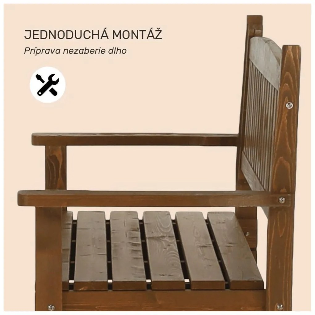 Záhradná lavička, hnedá, 123,5 cm, DILKA