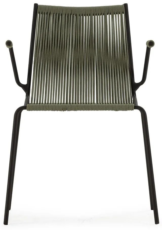 Zelené kovové jedálenské stoličky v súprave s podrúčkami/stohovateľné 2 ks Emily – Marckeric