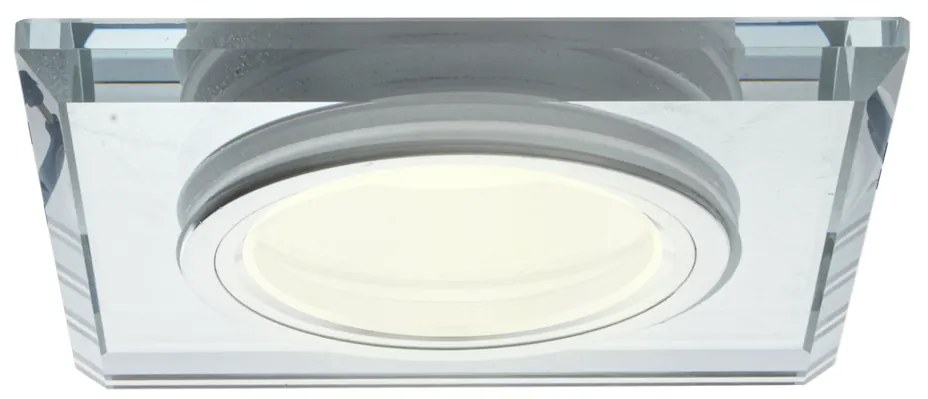 Ecolamp Podhľadové svietidlo Glass Square, 1x sklenené/strieborné kovové tienidlo, s