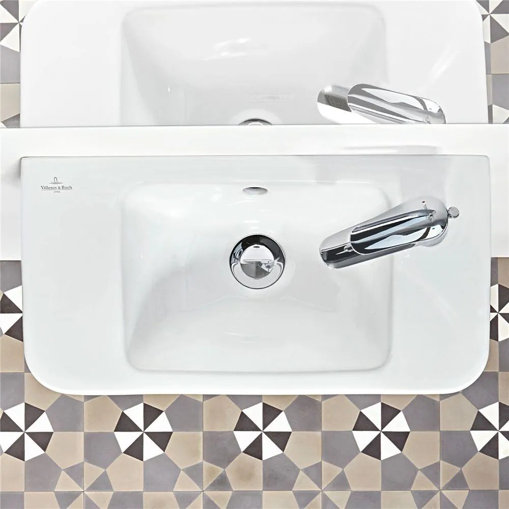 VILLEROY &amp; BOCH O.novo závesné umývadielko s otvorom, s prepadom, 500 x 370 mm, biela alpská, s povrchom CeramicPlus, 434450R1