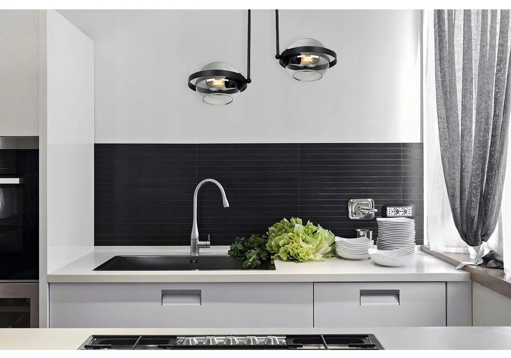 Stropné svietidlo Ring, 2x grafitové sklenené tienidlo, (výber z 3 farieb uchytenia)