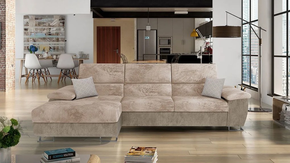 Rohová rozkladacia pohovka Alvin Mini Premium, Dostupné poťahy: Magic Velvet 2258 + Miu 2034 + Magic Velvet 2258, Strana: ľavá