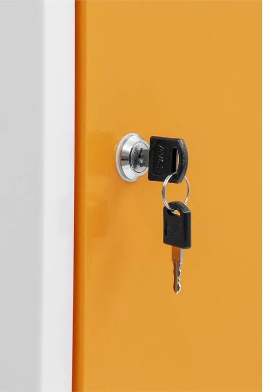 Kovová šatníková skriňa Trestles SS2M 1800x600x500 mm, 2 oddiely, žlté dvere Podnož: nožičky, Zámok: otočný