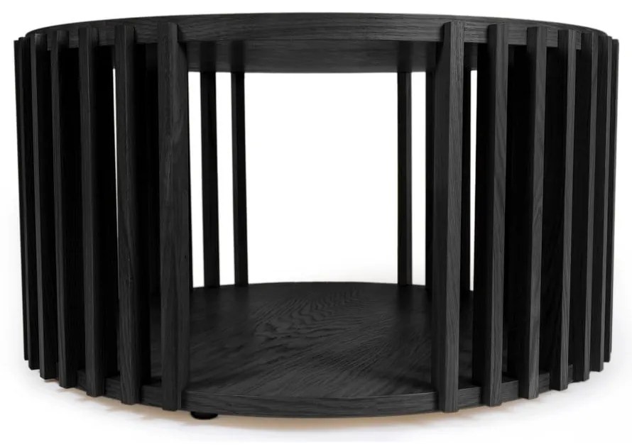 Čierny konferenčný stolík z dubového dreva Woodman Drum, ø 83 cm