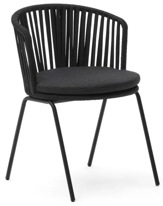 Čierna kovová záhradná stolička Saconca - Kave Home