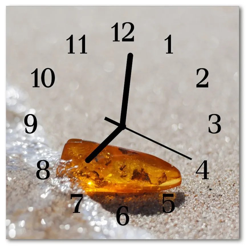 Nástenné sklenené hodiny Jantár 30x30 cm