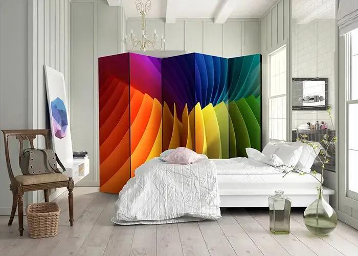 Paraván - Rainbow Wave II [Room Dividers] Veľkosť: 225x172, Verzia: Akustický