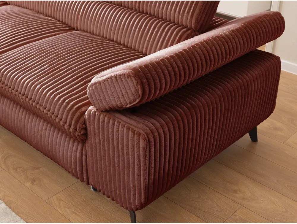 Menčestrová rohová pohovka v terakotovej farbe (ľavý roh/do L) Marbeya – Ropez