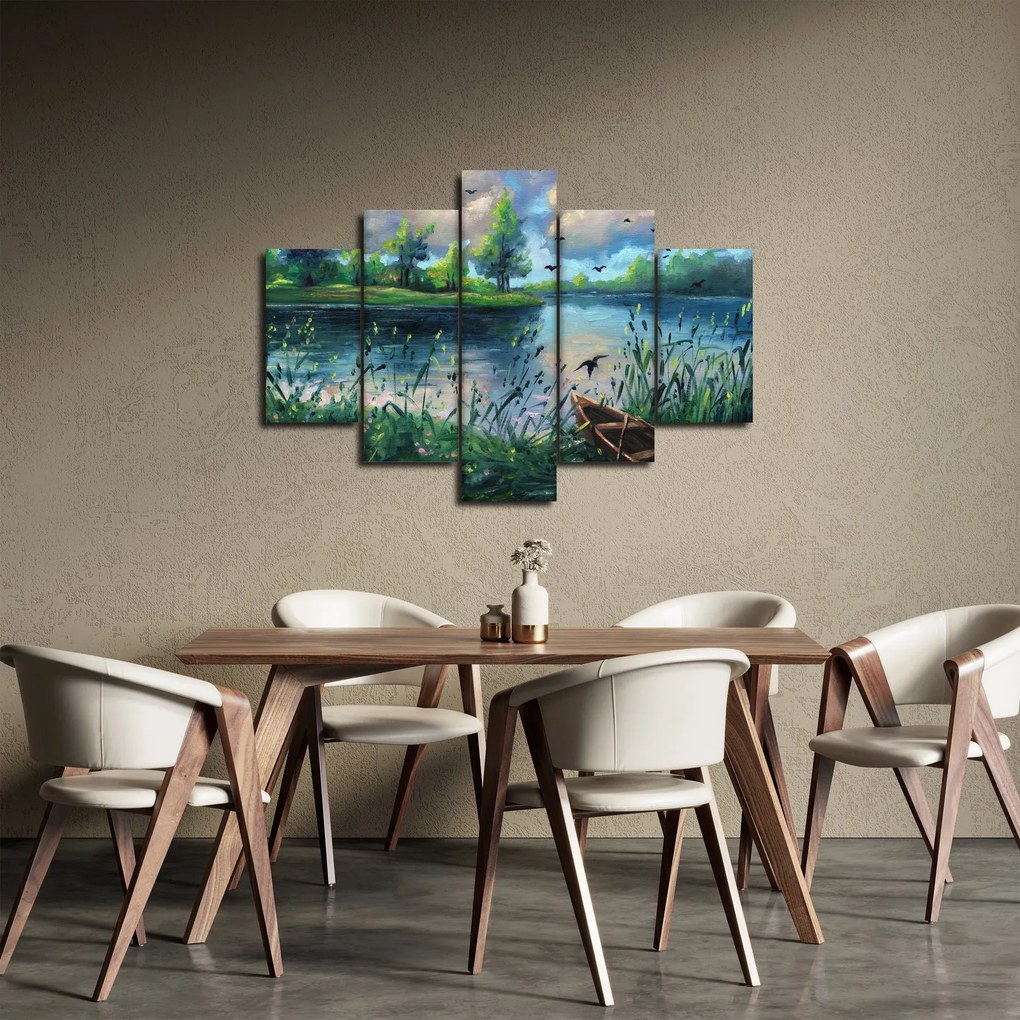 Obraz - Olejomaľba, Letný podvečer pri jazere (150x105 cm)