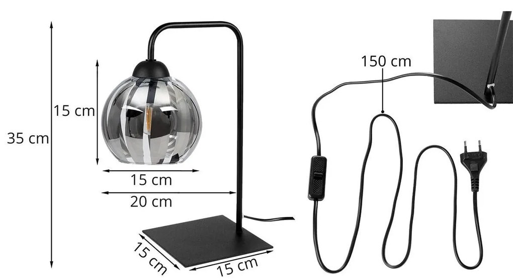 Stolová lampa ELIZA, 1x sklenené tienidlo so vzorom