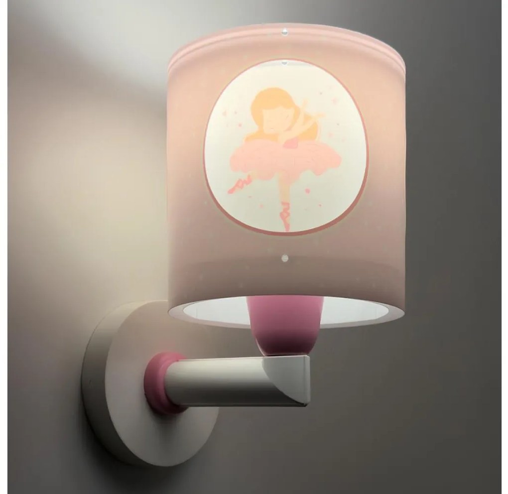 Dalber 60919 - Detská nástenná lampa PRINCESS DANCE 1xE27/15W/230V ružová
