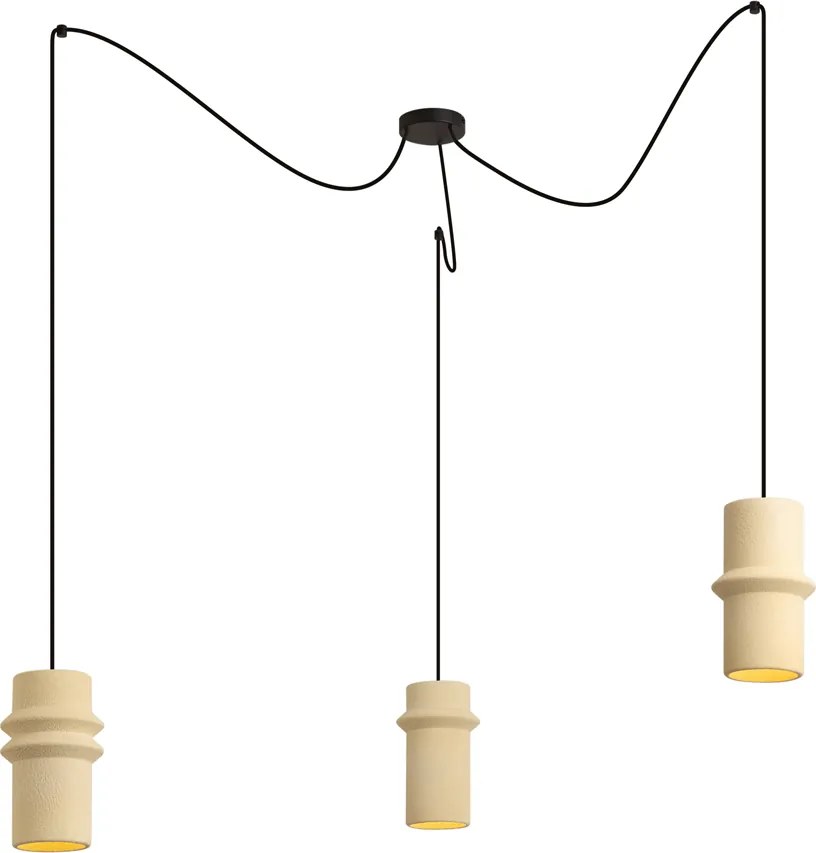 Retro závesná lampa béžová 3-svetlá - Monti