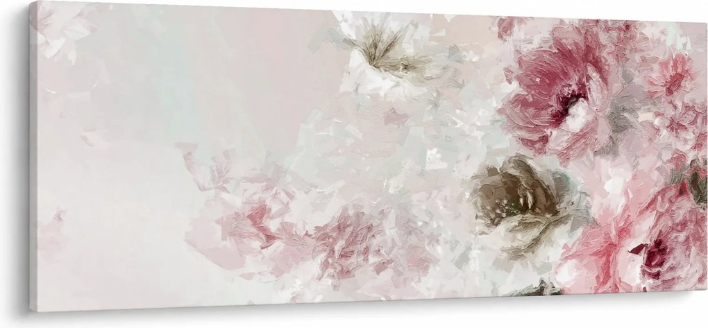 Obraz - Maľba ružových kvetov (120x50 cm)