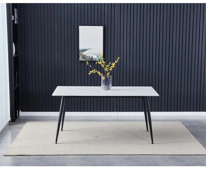 Autronic BONTEC Jedálenský stôl 160x90cm, spekaná keramika, mramor, HT-406M GREY Farba: Biela