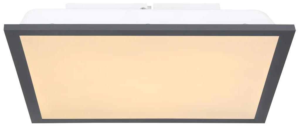 GLOBO Stropné LED osvetlenie DORO, 12W, teplá biela, 30x30cm, hranaté, grafitované
