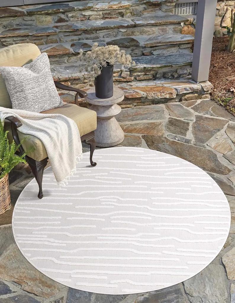 Dekorstudio Okrúhly terasový koberec SANTORINI - 450 krémový Priemer koberca: 160cm