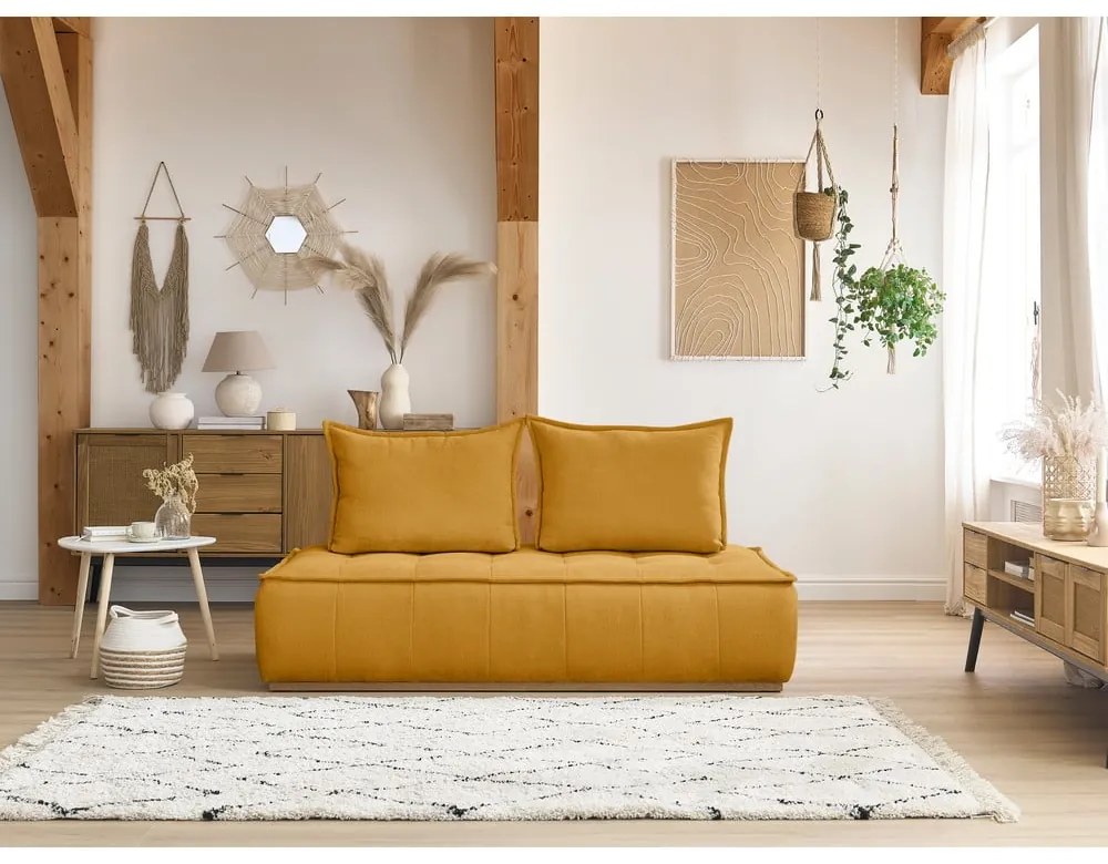 Ženilková pohovka v horčicovej farbe 175 cm Elisa – Bobochic Paris