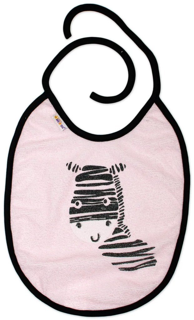 Nepromokavý podbradník, 24 x 23 cm Baby Nellys veľký Zebra - ružová