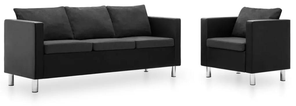 vidaXL 2-dielna sedacia súprava z umelej kože čierna a tmavosivá