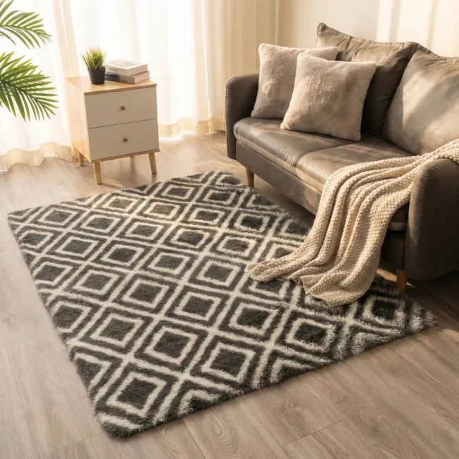 Protišmykový koberec DECOR čierny / biely