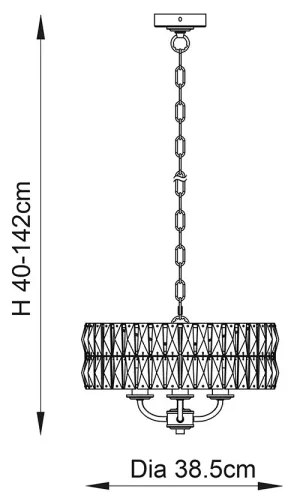 Endon 106243 - Závesný luster CLIFTON na reťazi 3xE14/6W/230V, priemer 38,5 cm, mosadz/číre